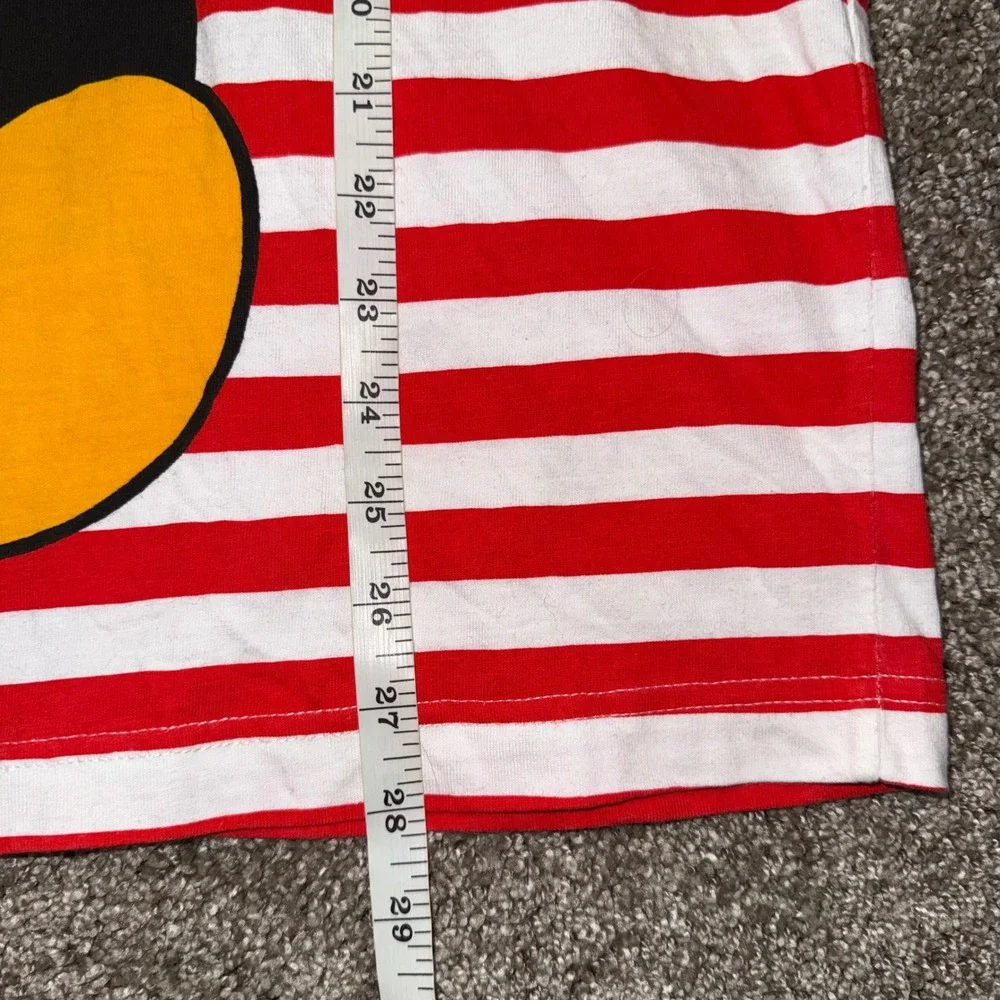 Vintage Disney Mickey‎ Mouse T-Shirt Unisex Large Red White Striped Graphic Tee